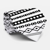 Aztec Black op White Mixed Motifs Herhaalt patroon Stropdas (Opgerold)
