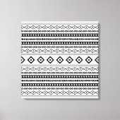 Aztec Black op White Mixed Motifs Pattern Canvas Afdruk (Voorkant)