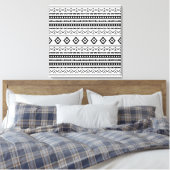 Aztec Black op White Mixed Motifs Pattern Canvas Afdruk (Insitu (Slaapkamer))