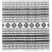 Aztec Black op White Mixed Motifs Pattern Douchegordijn (Voorkant)