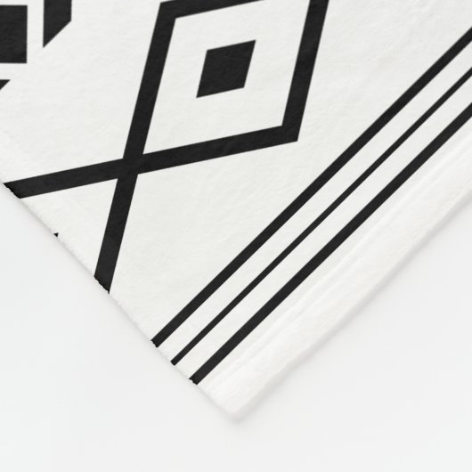 Aztec Black op White Mixed Motifs Pattern Fleece Deken (Hoek)