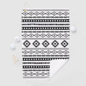 Aztec Black op White Mixed Motifs Pattern Golfhanddoek (Insitu)