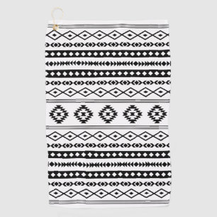 Aztec Black op White Mixed Motifs Pattern Golfhanddoek