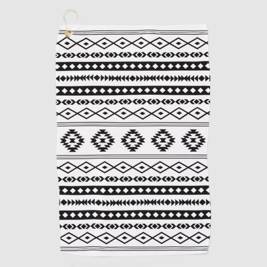 Aztec Black op White Mixed Motifs Pattern Golfhanddoek (Voorkant)