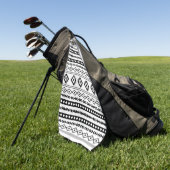 Aztec Black op White Mixed Motifs Pattern Golfhanddoek (Groen)