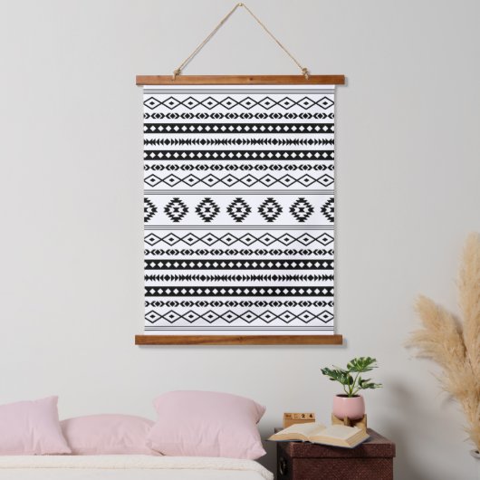 Aztec Black op White Mixed Motifs Pattern Hangend Wandkleed (Slaapkamer)
