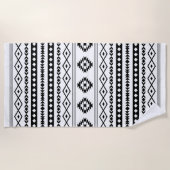 Aztec Black op White Mixed Motifs Pattern Strandlaken (Voorkant)