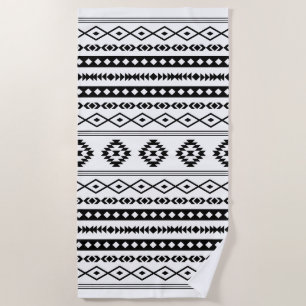 Aztec Black op White Mixed Motifs Pattern Strandlaken