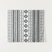 Aztec Black op White Mixed Motifs Pattern Wandkleed (Voorkant (horizontaal))