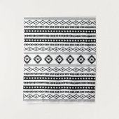 Aztec Black op White Mixed Motifs Pattern Wandkleed (Voorkant)