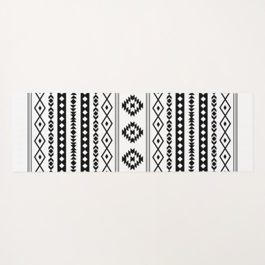 Aztec Black op White Mixed Motifs Pattern Yogamat (Achterkant (horizontaal))