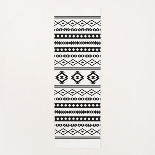Aztec Black op White Mixed Motifs Pattern Yogamat (Voorkant)