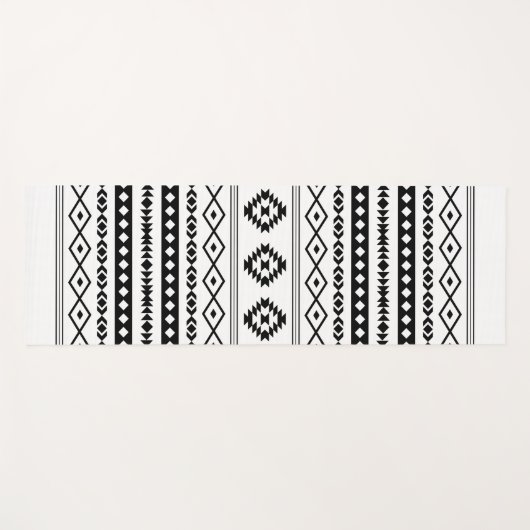 Aztec Black op White Mixed Motifs Pattern Yogamat (Voorkant (horizontaal))
