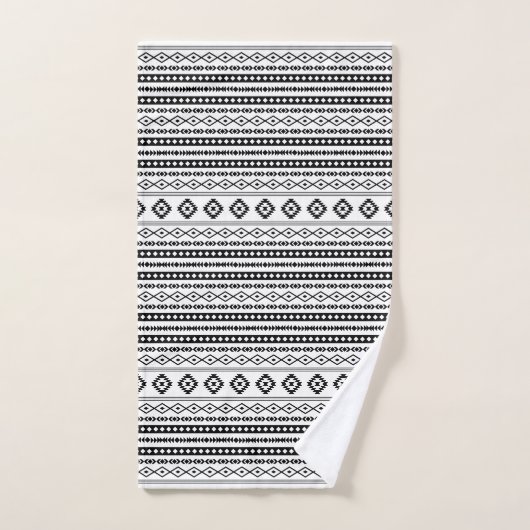 Aztec Black op White Mixed Motifs Sml Pattern Bad Handdoek (Handdoek)