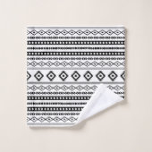 Aztec Black op White Mixed Motifs Sml Pattern Bad Handdoek (Wasdoekje)