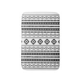 Aztec Black op White Mixed Motifs (V) Pattern Badmat (Voorkant Verticaal)