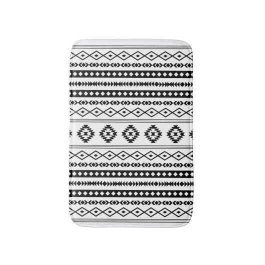 Aztec Black op White Mixed Motifs (V) Pattern Badmat (Voorkant Verticaal)