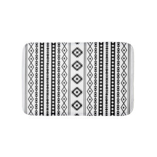 Aztec Black op White Mixed Motifs (V) Pattern Badmat