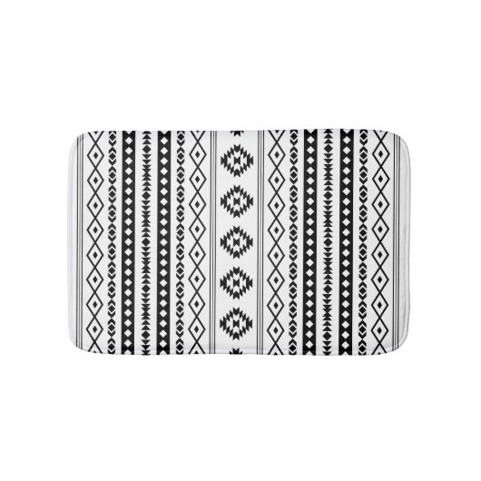 Aztec Black op White Mixed Motifs (V) Pattern Badmat (Voorkant)