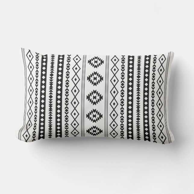 Aztec Black op White Mixed Motifs (V) Pattern Buitenkussen (Voorkant)