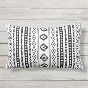 Aztec Black op White Mixed Motifs (V) Pattern Buitenkussen