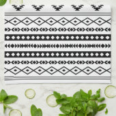 Aztec Black op White Mixed Motifs (V) Pattern Theedoek (Gevouwen)