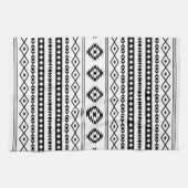 Aztec Black op White Mixed Motifs (V) Pattern Theedoek (Horizontaal)