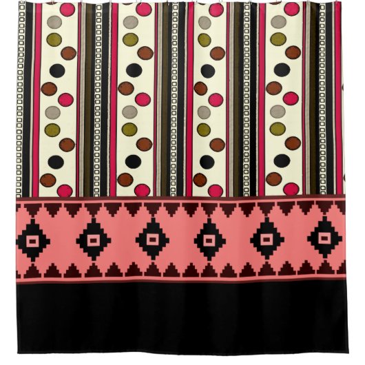 Aztec black pokeadots-gordijn douchegordijn (Voorkant)