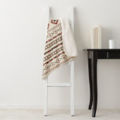 Aztec bladert rostcrème gemengd motifpatroon sherpa deken (In situ)