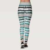 Aztec Blauwgroen blauw geometrisch Abstract patroo Leggings (Achterkant)