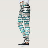 Aztec Blauwgroen blauw geometrisch Abstract patroo Leggings (Links)