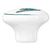 Aztec Blauwgroen Groen Vogel Motief Keramische Knop (Zijkant)