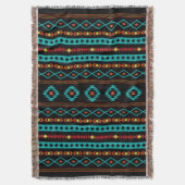 Aztec Blauwgroen Reds Geel Gemengde Motifs V Patro Deken (Voorkant Verticaal)