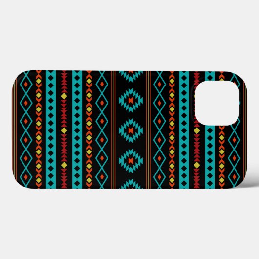 Aztec Blauwgroen Reds Geel zwart, gemengd patroon Case-Mate iPhone Case (Achterkant (horizontaal))