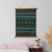 Aztec Blauwgroen Reds Geel zwart, gemengd patroon Hangend Wandkleed (Slaapkamer)