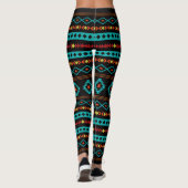 Aztec Blauwgroen Reds Geel zwart, gemengd patroon Leggings (Achterkant)