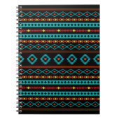 Aztec Blauwgroen Reds Geel zwart, gemengd patroon Notitieboek (Voorkant)