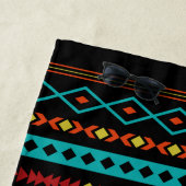 Aztec Blauwgroen Reds Geel zwart, gemengd patroon Strandlaken (In situ)