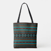 Aztec Blauwgroen Reds Geel zwart, gemengd patroon Tote Bag (Achterkant)