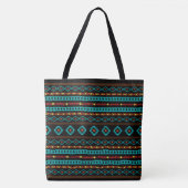 Aztec Blauwgroen Reds Geel zwart, gemengd patroon Tote Bag (Voorkant)