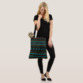 Aztec Blauwgroen Reds Geel zwart, gemengd patroon Tote Bag (Op model)