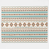 Aztec Blauwgroen Ter Blk CRM Mixed Motifs (H) Patr Fleece Deken (Voorkant (Horizontaal))