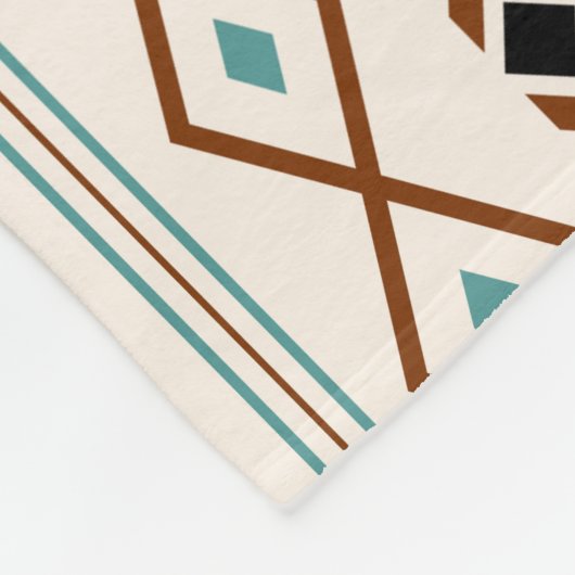 Aztec Blauwgroen Ter Blk CRM Mixed Motifs (H) Patr Fleece Deken (Hoek)