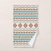 Aztec Blauwgroen Terracotta Black Cream Mixed Patt Bad Handdoek (Handdoek)