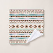 Aztec Blauwgroen Terracotta Black Cream Mixed Patt Bad Handdoek (Wasdoekje)