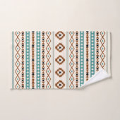 Aztec Blauwgroen Terracotta Black Cream Mixed Patt Bad Handdoek (Handdoek)