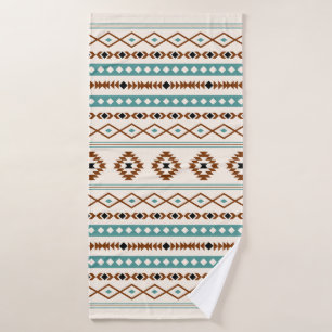 Aztec Blauwgroen Terracotta Black Cream Mixed Patt Badhanddoek