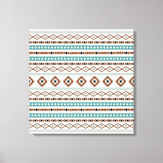 Aztec Blauwgroen Terracotta Black Cream Mixed Patt Canvas Afdruk (Voorkant)