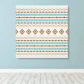 Aztec Blauwgroen Terracotta Black Cream Mixed Patt Canvas Afdruk (Insitu (Houten vloer))