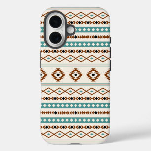 Aztec Blauwgroen Terracotta Black Cream Mixed Patt iPhone 16 Hoesje